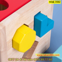 Детски дървен куб с отвори и геометрични фигури - КОД 3582, снимка 8 - Образователни игри - 45053295