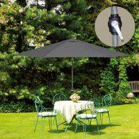 Ветроустойчив градински чадър сив с ръчен механизъм 2.50м, снимка 1 - Градински мебели, декорация  - 45503538