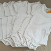 Нови бели памучни бебешки бодита с къс ръкав сет 7 бройки, снимка 5 - Бодита за бебе - 45904758
