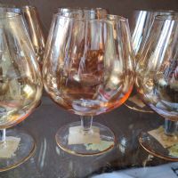 стар кристал сервиз неупотребявани стари огромни български чаши цветно стъкло кристал чаши вино , снимка 5 - Антикварни и старинни предмети - 45209234