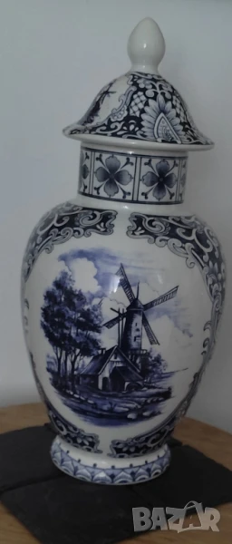 Ваза с капак * Буркан* Урна* " Delfts Bleau" *, снимка 1