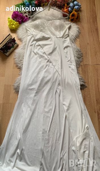 Нова официална бяла рокля с пайети, снимка 1