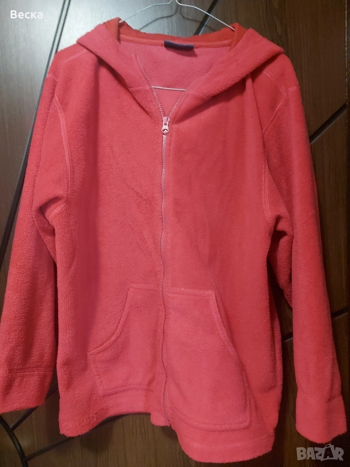 Дамски суичър – розов, с качулка, размер XL, снимка 1