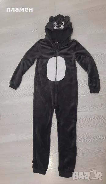 Нова плюшена пижама - гащеризон с качулка , снимка 1