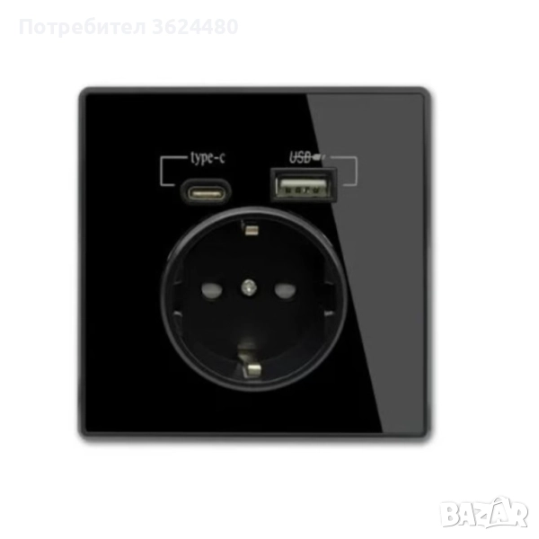 Модерен 230 V Контакт с 2 USB Порта, снимка 1