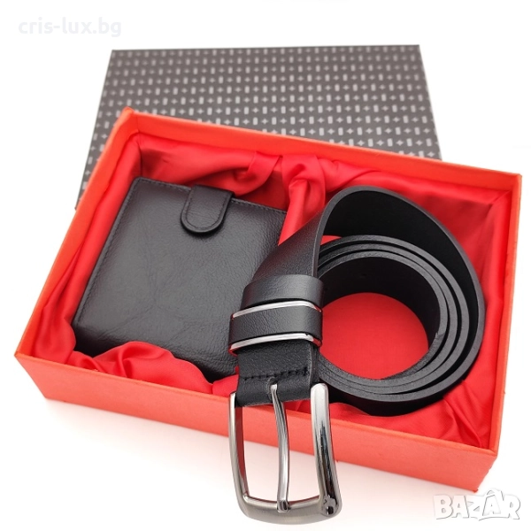 Подаръчен комплект за мъж в луксозна кутия-Колан и портфейл от естествена кожа-MPK-19, снимка 1