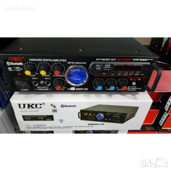 Bluetooth Караоке Усилвател за домашна употреба 2 x 100W UKC AV-339A, снимка 1