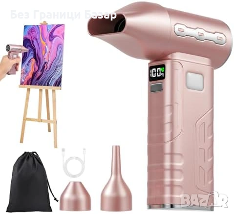 Нов Мини блоуър за флуид арт акрил с 5 степени и студен въздух 3 дюзи, снимка 1