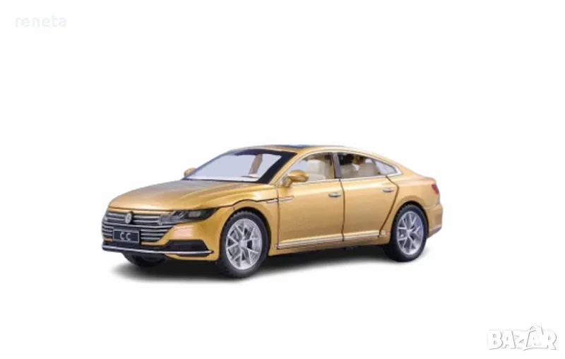 Играчка Кола, Тип VOLKSWAGEN CC, Метален, Звук и светлина, Жълт, 1:32, Без кутия, снимка 1