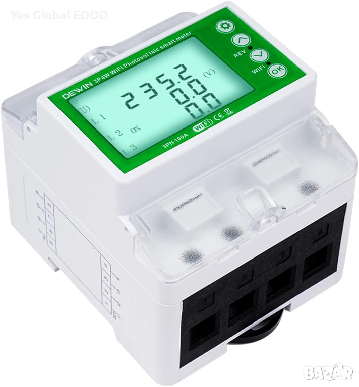 DEWIN WiFi трифазен електромер 100A 380V с мониторинг, снимка 1