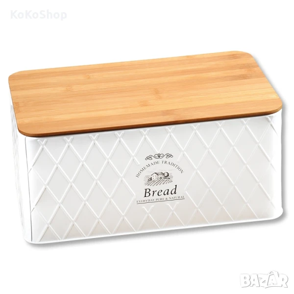 Кутия за хляб с дъска от бамбук-32.5х15х21 см., снимка 1