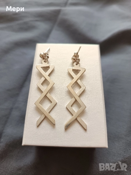 Сребърни обеци 5 см. дължина , снимка 1