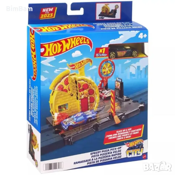 Писта с количка Hot Wheels - Speedy Pizza Pick-Up - пица, снимка 1