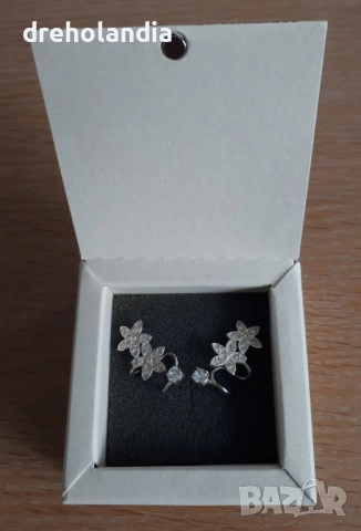 Сребърни обеци с циркони, снимка 2 - Обеци - 54292064