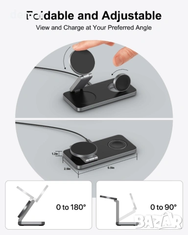 3 в 1 безжична зарядна станция за Samsung смартфони, часовници и слушалки, снимка 4 - Безжични зарядни - 53779290