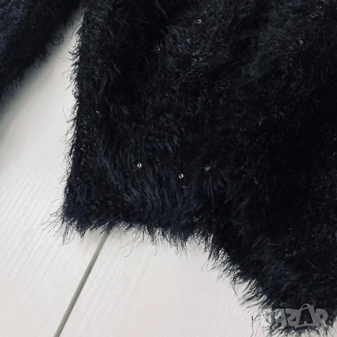 Разпродажба Дамски черен пухкав пуловер с пайети Нов, снимка 6 - Блузи с дълъг ръкав и пуловери - 52881428