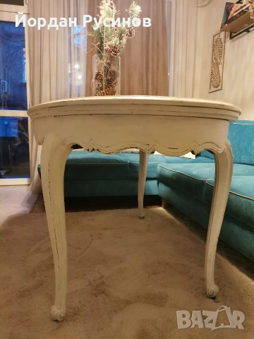 Масивна барок прованс разтегателна трапезна маса винтидж шабишик, снимка 3 - Маси - 53296557