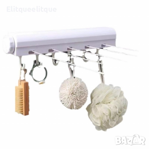 Прибиращ се простор за дрехи с 5 въжета и куки - Максимална дължина 3.2 метра, бял, снимка 3 - Други стоки за дома - 52335304