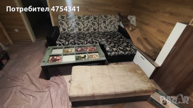 Модулен ъглов разтегателен диван с ракла за съхранение