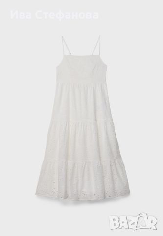 Бяла дълга нова бродерия  дантелена елегантна кукленска ажурна рокля ажур 100 % памук памучна, снимка 9 - Рокли - 46406061