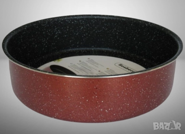 Тава Rosberg R51222G26, Кръгла,26/28/30/32/34 см., Мраморно покр., Бордо меланж/алуминий, снимка 5 - Други - 52137928