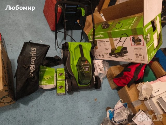 Greenworks GD24X2LM36K2x 48V безжична косачка за трева, ширина 36 см до 200 м², торба за събиране , снимка 3 - Градинска техника - 52105297