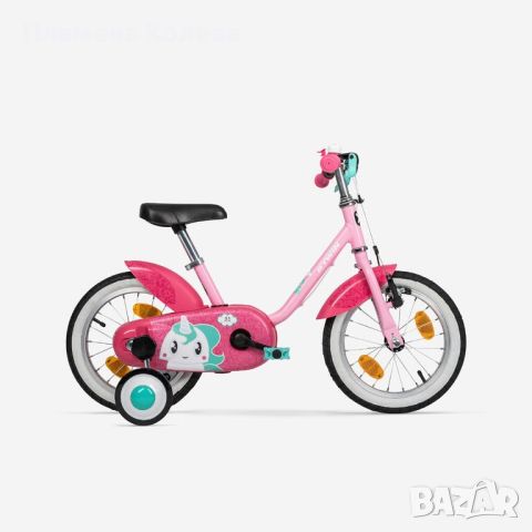Детски велосипед B twin  500 unicorn, 14 инча, за деца на 3 до 5 години, принт "еднорог"

, снимка 1 - Детски велосипеди, триколки и коли - 45503894