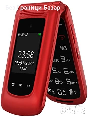 Нов флип Телефон за възрастни с големи бутони, 1000mAh, SOS, FM радио, снимка 1