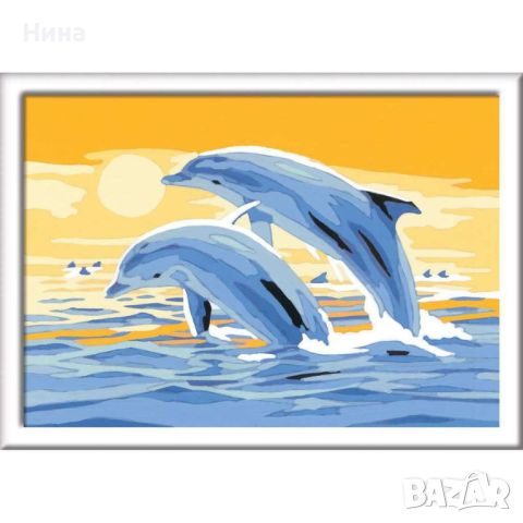 Комплект рисуване по номера от Ravensburger - делфини, снимка 4 - Рисуване и оцветяване - 45089410
