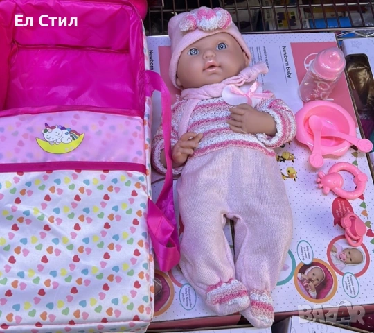 Кукла бебе с пълен комплект – Шише, пижама, легълце и аксесоари - 42 см - НА БЪЛГАРСКИ, снимка 10 - Кукли - 53585453