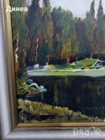 Алпийско Езеро Масло върху платно, снимка 9 - Картини - 52145966