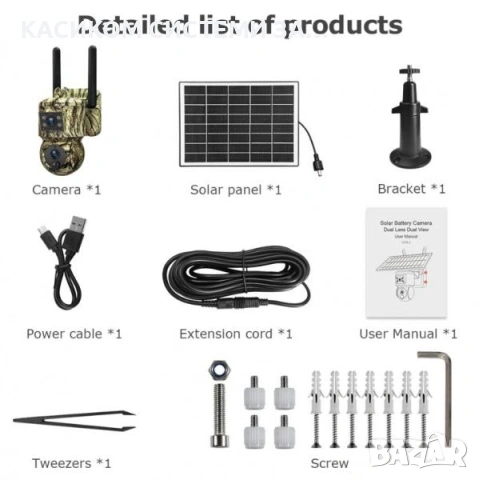 Камуфлажна двойна 4G соларна камера с микрофон, говорител и слот за карта памет  / 6MPX, снимка 3 - IP камери - 53807004