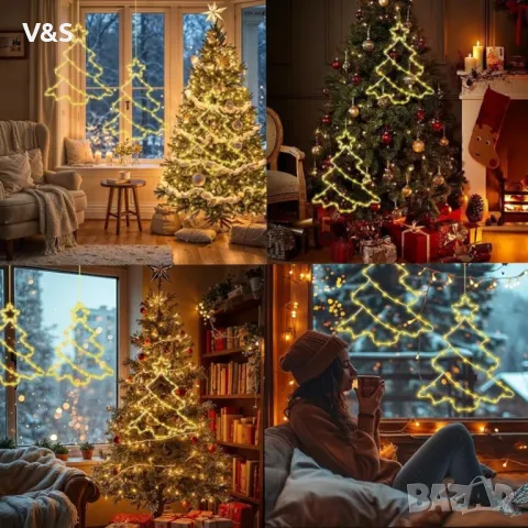 Коледна елха,Пакет от 3 светодиода за, осветен прозорец за коледна украса, LED декорация за прозорци, снимка 7 - Лед осветление - 49832130