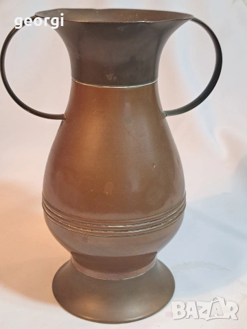 винтидж медна ваза с бронзови елементи 32/4, снимка 2 - Вази - 53184363