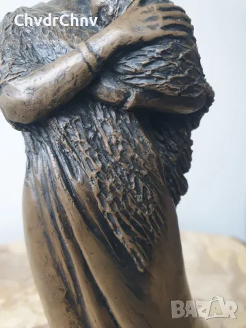 20см-1кг Anne David статуетка/шотландска бронзова скулптура/фигура на майка с бебе, снимка 7 - Статуетки - 50311198