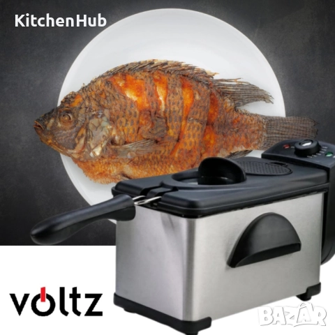 Фритюрник Voltz OV51980H, 2000W, 2л.. демонтиращ се съд, капак и бр. 1 филтър, инокс, снимка 14 - Микровълнови - 52123083