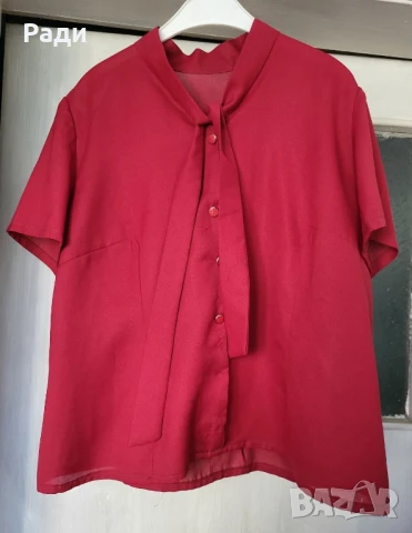 Продавам блуза червена с пандели къс ръкав, снимка 1