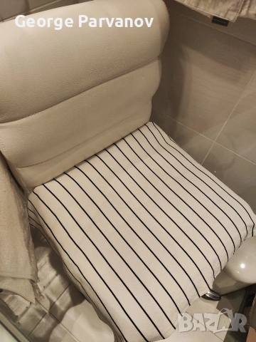 БАР СТОЛ, запазен (бяла кожа), снимка 3 - Столове - 53135034