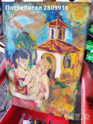 Стара картина масло, снимка 6 - Антикварни и старинни предмети - 53473786