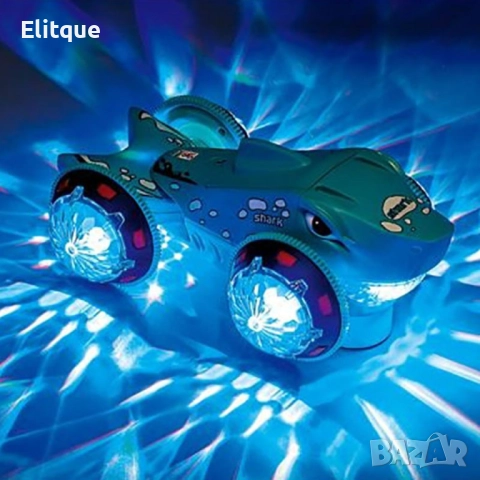 Детска музикална кола - акула със светещи гуми