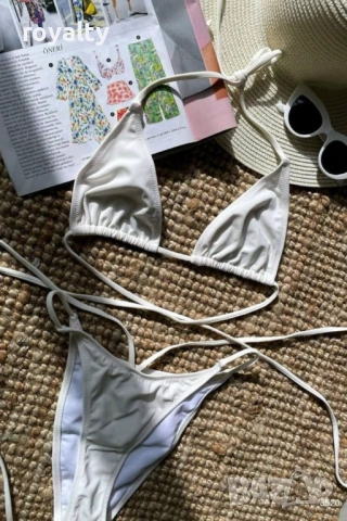 Нов Бял Дамски Бански Две Части , снимка 2 - Бански костюми - 53672647