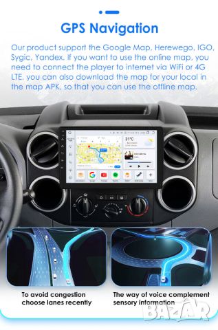 Мултимедия за Citroen Berlingo B9, Peugeot partner, Навигация, с Android, плеър, двоен дин, Андроид, снимка 3 - Аксесоари и консумативи - 45493245