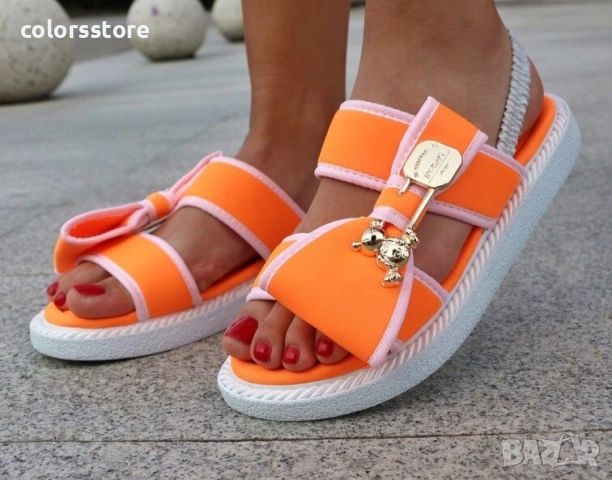 Равни сандали - оранжеви - BR55, снимка 1 - Сандали - 37901591