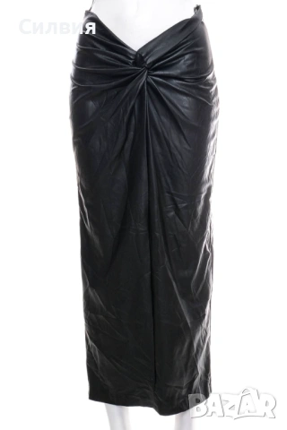 Чисто нова черна дълга права лъскава кожена пола "Zara" / "Зара", размер М