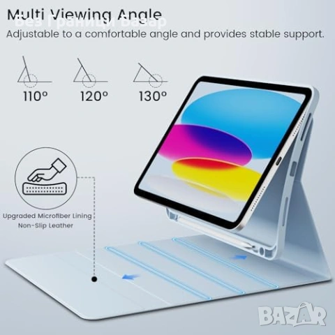 Нов Кейс с Bluetooth клавиатура за iPad 11" 2025/10.9" 2022 UK син калъф, снимка 8 - Друга електроника - 53669411