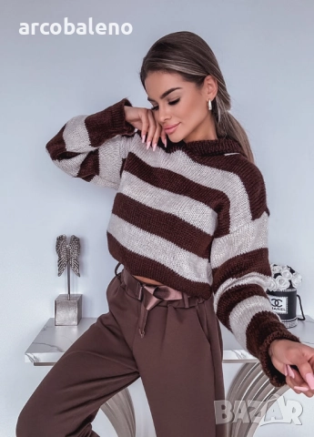 Дамски шоколадов панталон с колан, снимка 2 - Панталони - 52417033