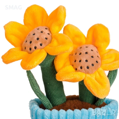 Плюшена саксия със слънчогледи за Свети Валентин Ø12x27 см_1257478, снимка 2 - Плюшени играчки - 53369336