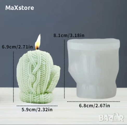 3D Коледа вълнена ръкавица Силиконов молд форма за свещи гипс сапун смола , снимка 4 - Форми - 51970703