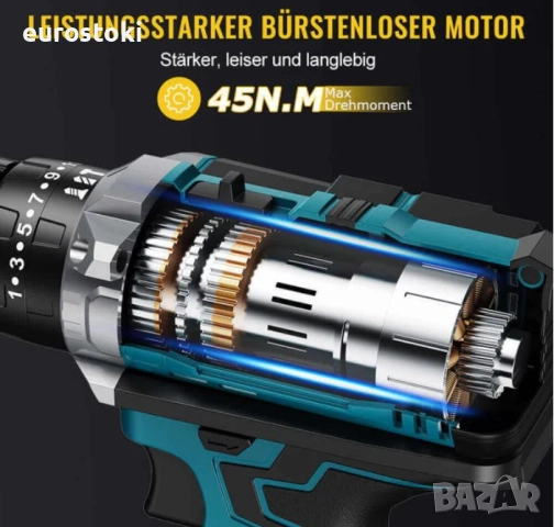 Conentool Комплект безжична бормашина и винтоверт 21V, електрическа отвертка с 2 батерии по 2000mAh, снимка 3 - Бормашини - 51488671