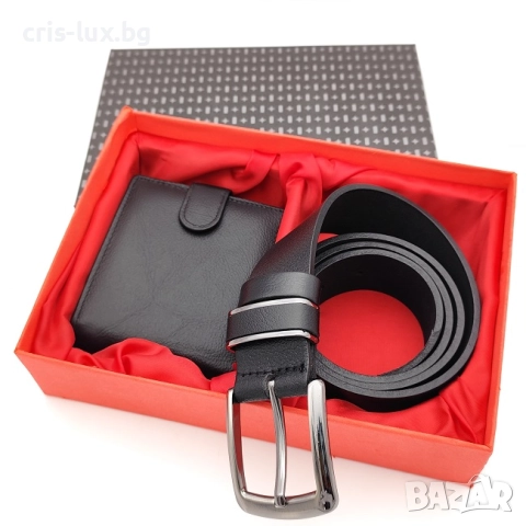 Подаръчен комплект за мъж в луксозна кутия-Колан и портфейл от естествена кожа-MPK-19, снимка 1